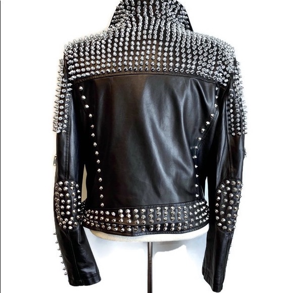 Burberry Brit Studded Motorcycle Leather Jacket - Picture 3 of 8